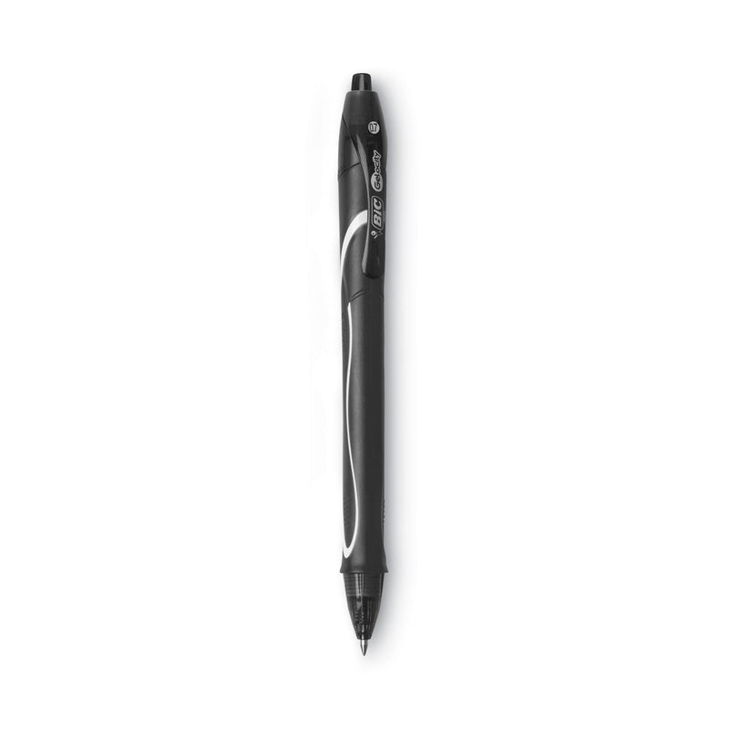 BIC Gel-ocity Quick Dry Gel Pen, Retractable, Medium 0.7 mm, Black Ink, Black Barrel, Dozen