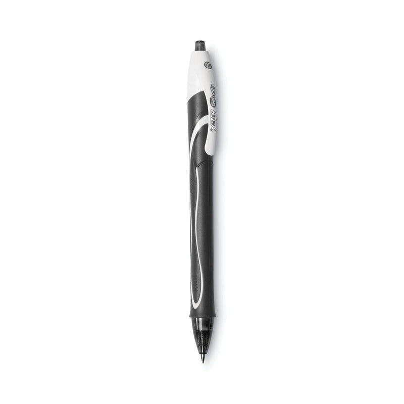 BIC Gel-ocity Quick Dry Gel Pen, Retractable, Fine 0.5 mm, Black Ink, Black Barrel, Dozen