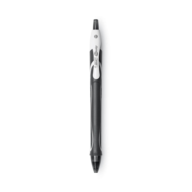 BIC Gel-ocity Quick Dry Gel Pen, Retractable, Fine 0.5 mm, Black Ink, Black Barrel, Dozen