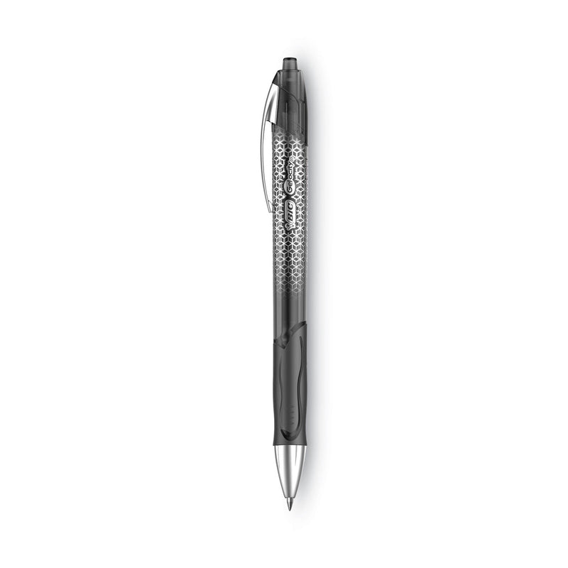 BIC Gel-ocity Ultra Gel Pen, Retractable, Medium 0.7 mm, Black Ink, Black Barrel, Dozen