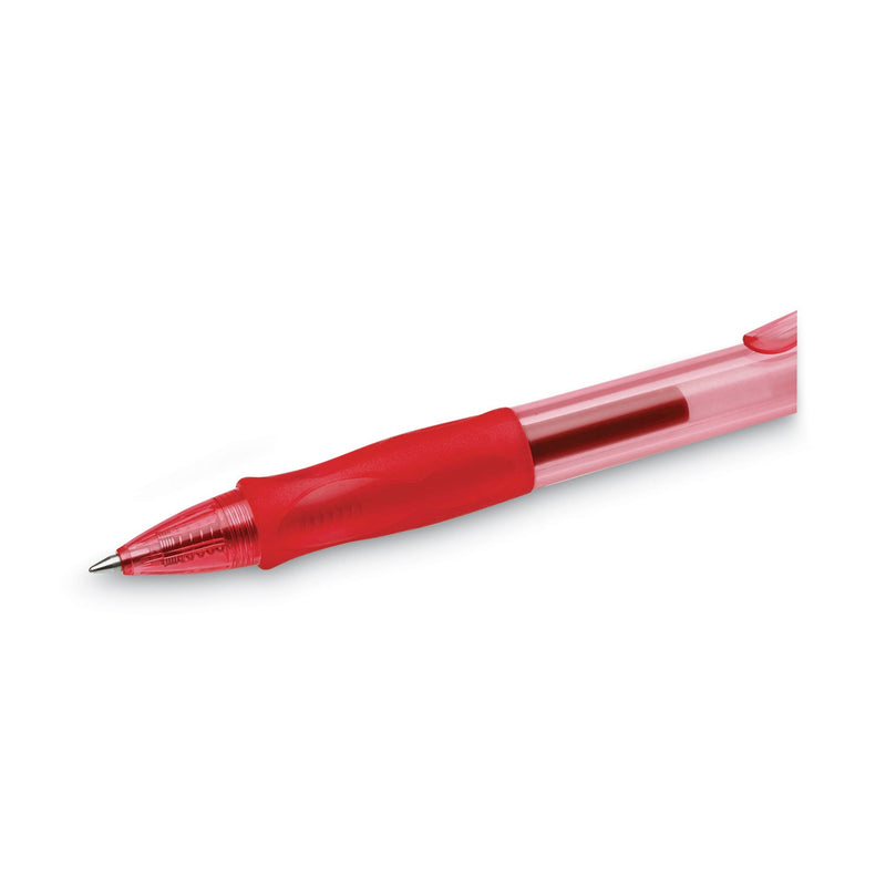 BIC Gel-ocity Gel Pen, Retractable, Medium 0.7 mm, Red Ink, Translucent Red Barrel, Dozen