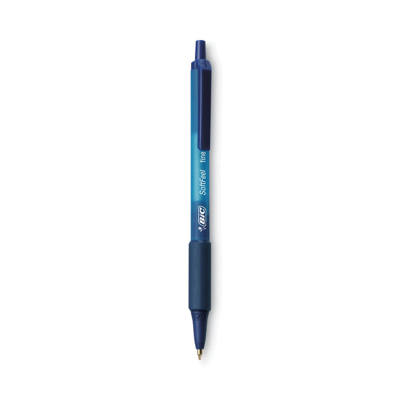 BIC Soft Feel Ballpoint Pen, Retractable, Medium 1 mm, Blue Ink, Blue Barrel, Dozen