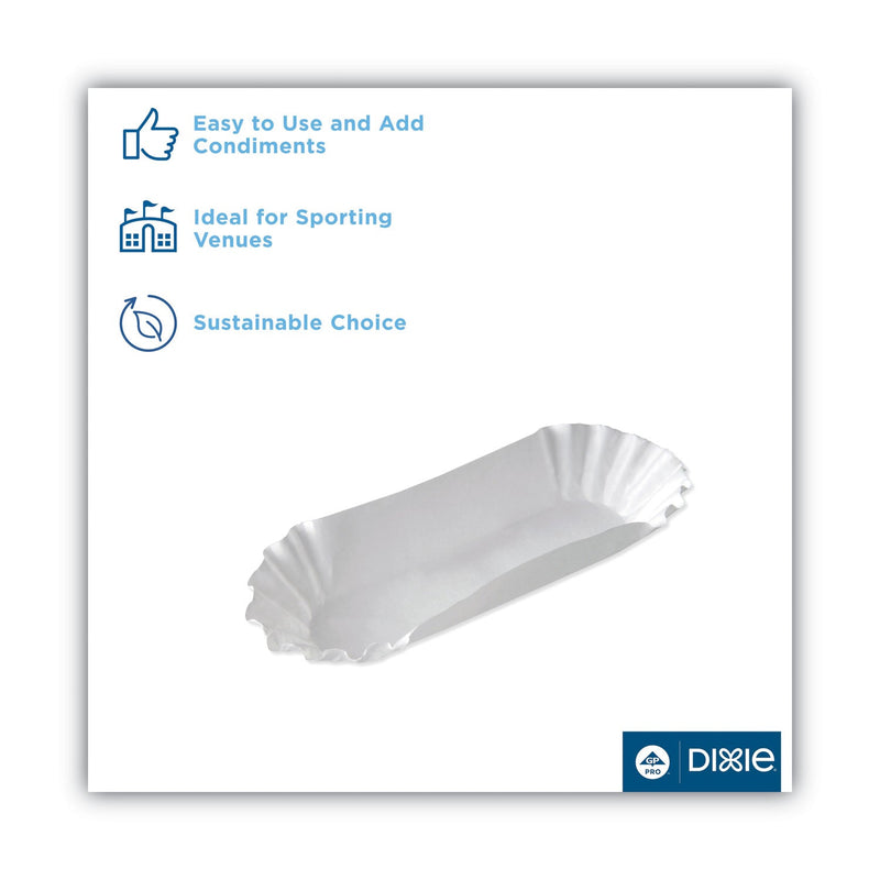 Dixie Medium Weight Fluted Hot Dog Trays, 8", White, Paper, 250/Pack, 12 Packs/Carton