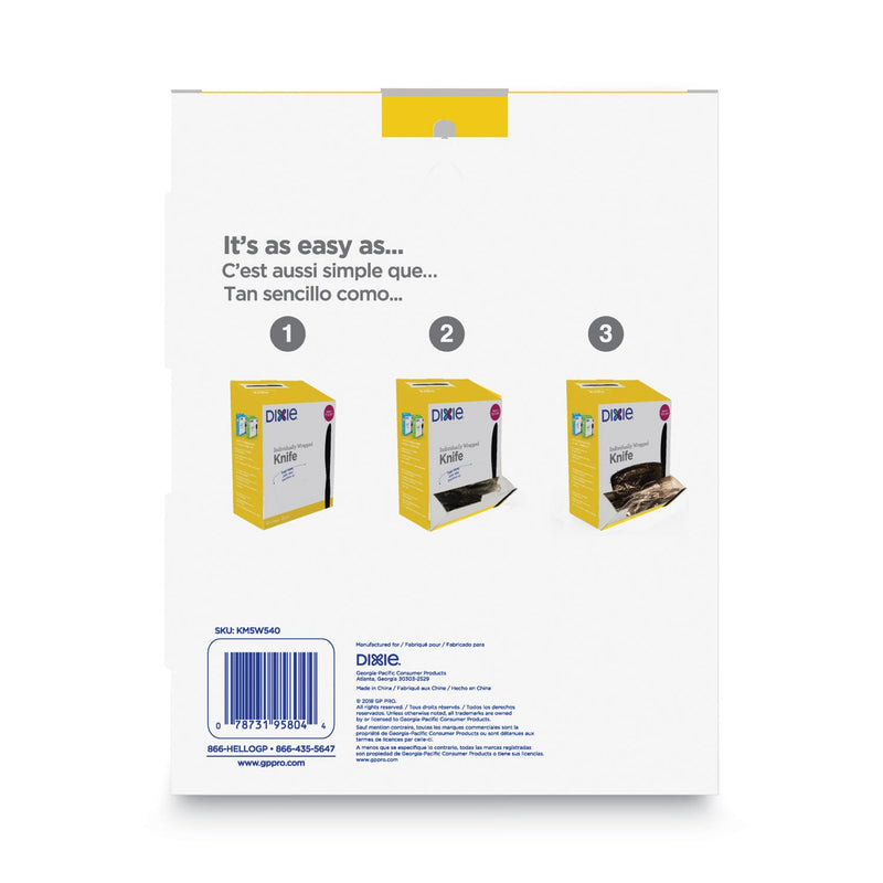 Dixie Grab’N Go Wrapped Cutlery, Knives, Black, 90/Box, 6 Box/Carton