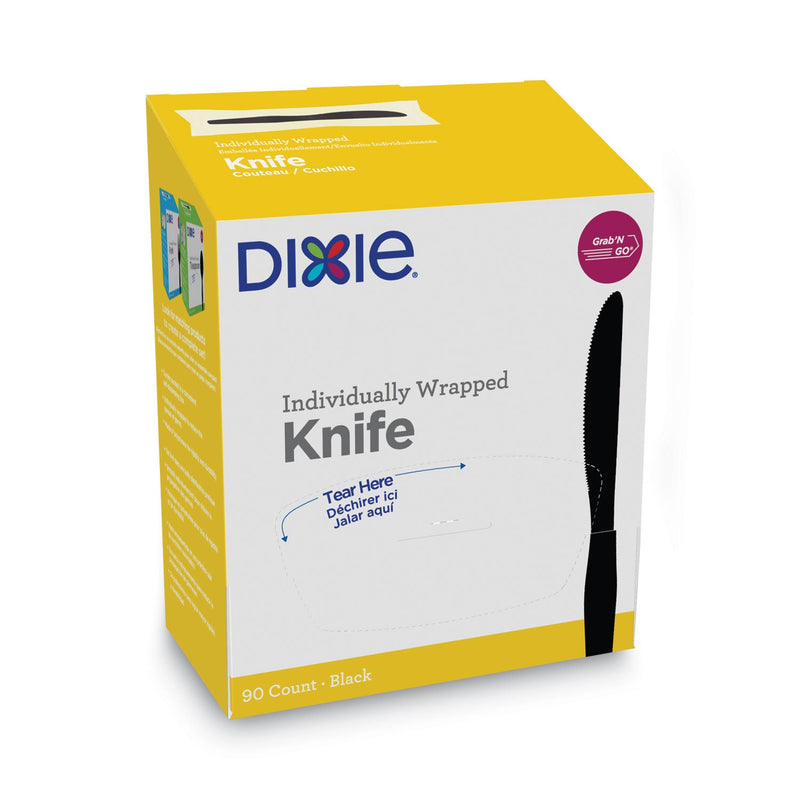 Dixie Grab’N Go Wrapped Cutlery, Knives, Black, 90/Box