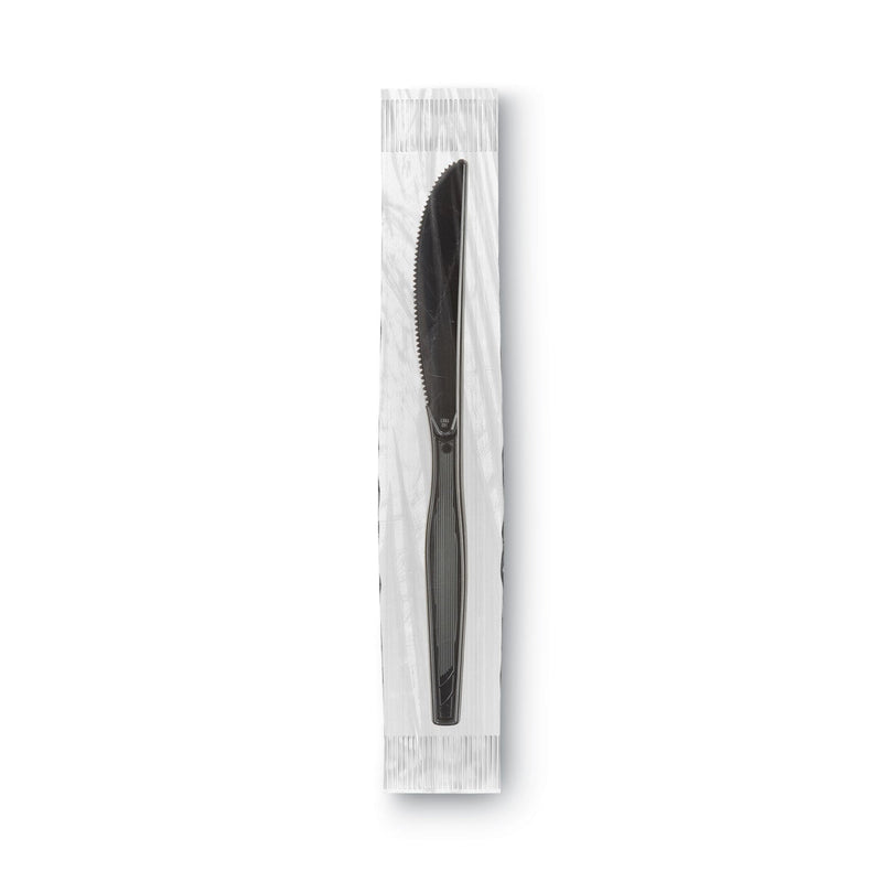 Dixie Grab’N Go Wrapped Cutlery, Knives, Black, 90/Box