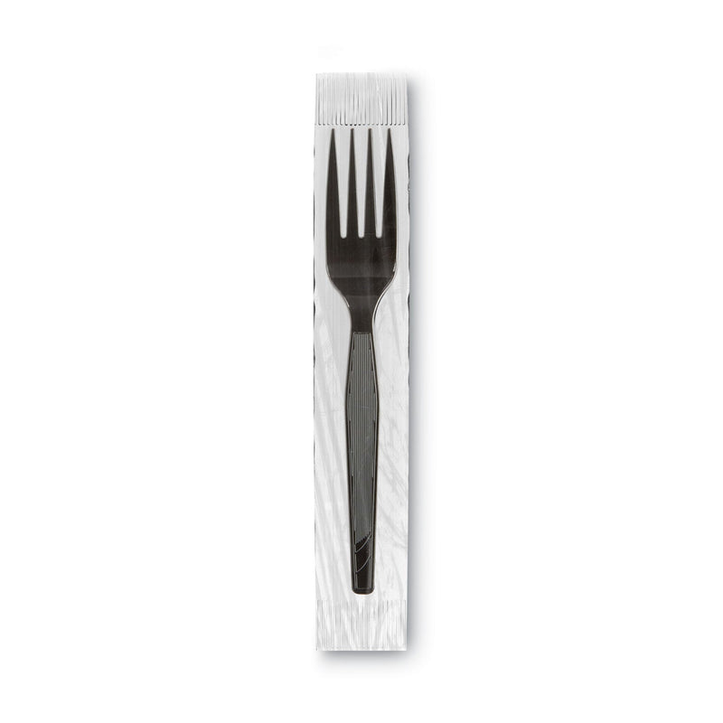 Dixie Grab’N Go Wrapped Cutlery, Forks, Black, 90/Box