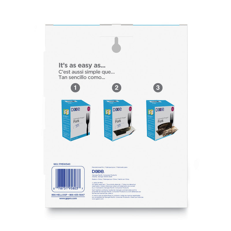 Dixie Grab’N Go Wrapped Cutlery, Forks, Black, 90/Box