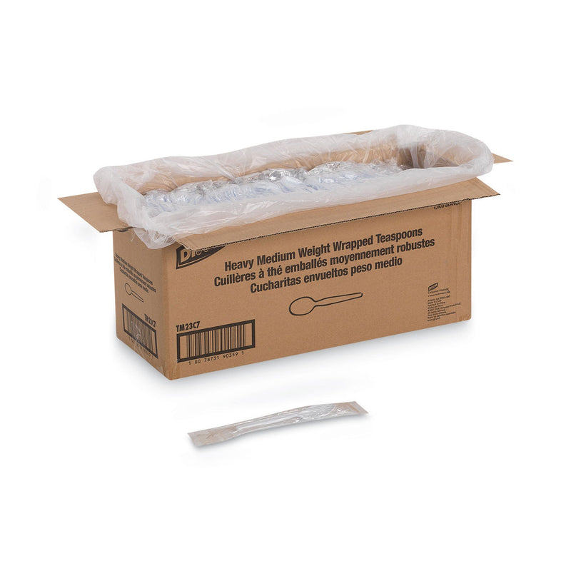 Dixie Individually Wrapped Mediumweight Polystyrene Cutlery, Teaspoons, White, 1,000/Carton