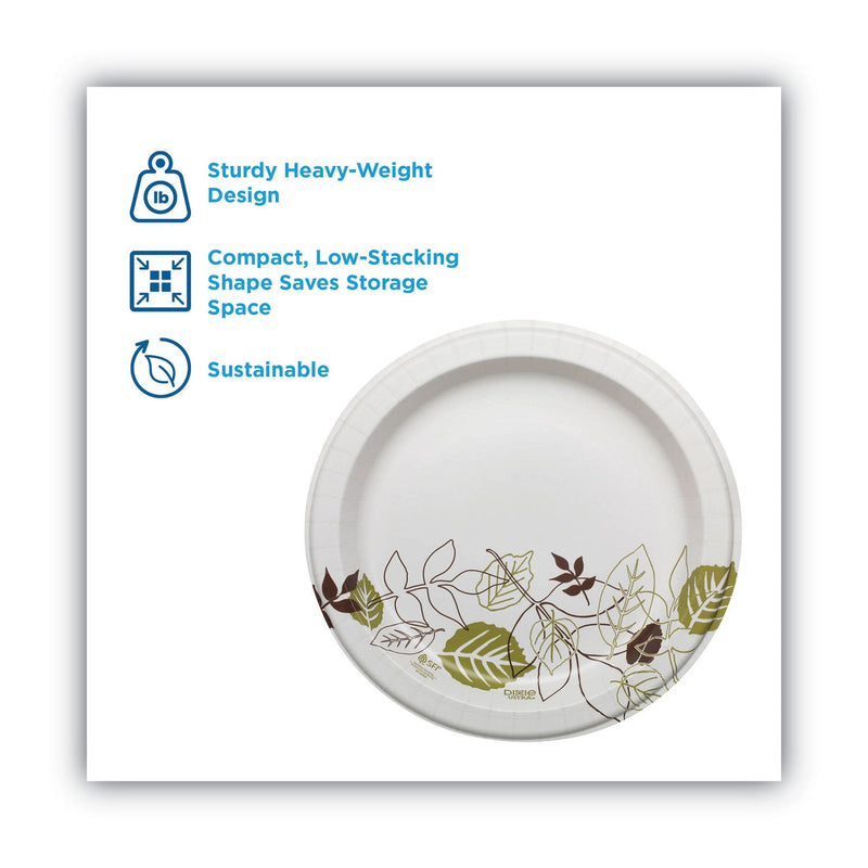 Dixie Pathways Soak Proof Shield Heavyweight Paper Plates, 10.13" dia, Green/Burgundy, 125/Pack