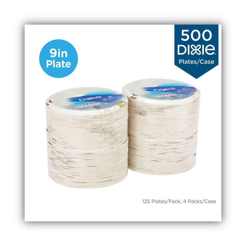 Dixie Pathways Soak-Proof Shield Mediumweight Paper Plates, WiseSize, 8.5" dia, Green/Burgundy, 125/Pack, 4 Packs/Carton