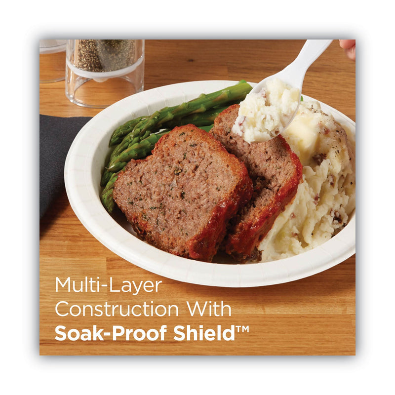 Dixie Pathways Soak-Proof Shield Mediumweight Paper Plates, 8.5" dia, Green/Burgundy, 125/Pack