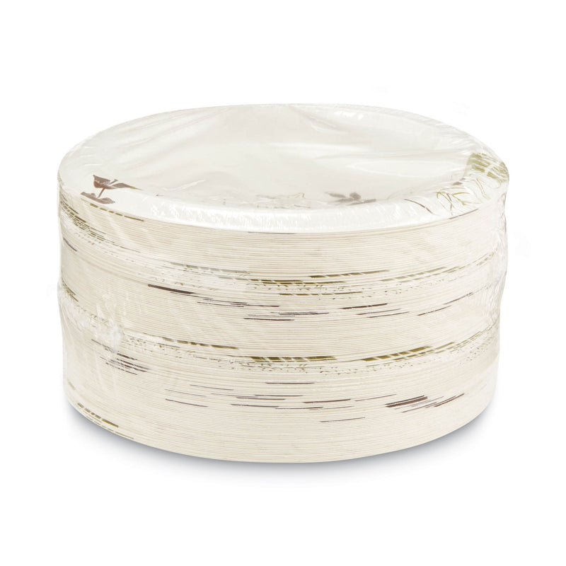 Dixie Pathways Soak-Proof Shield Mediumweight Paper Plates, 8.5" dia, Green/Burgundy, 125/Pack