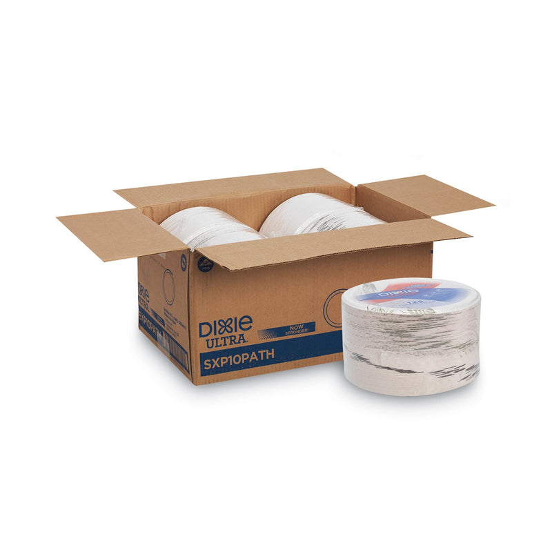 Dixie Pathways Soak Proof Shield Heavyweight Paper Plates, WiseSize, 10.13" dia, Green/Burgundy, 500/Carton