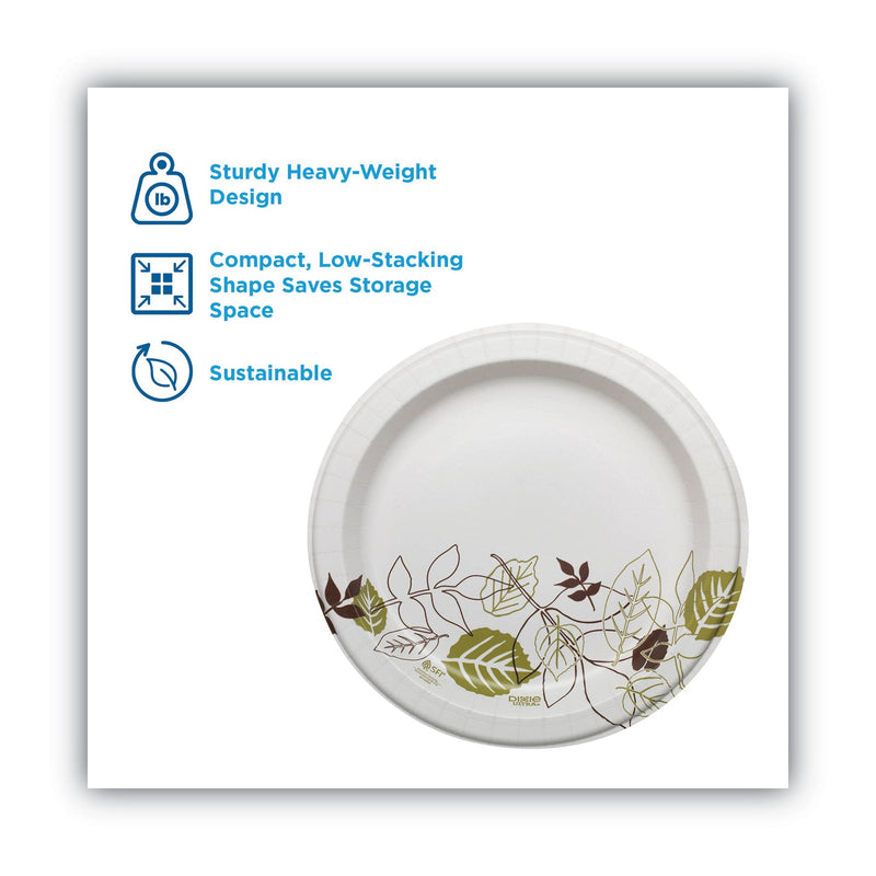 Dixie Pathways Soak Proof Shield Heavyweight Paper Plates, WiseSize, 10.13" dia, Green/Burgundy, 500/Carton