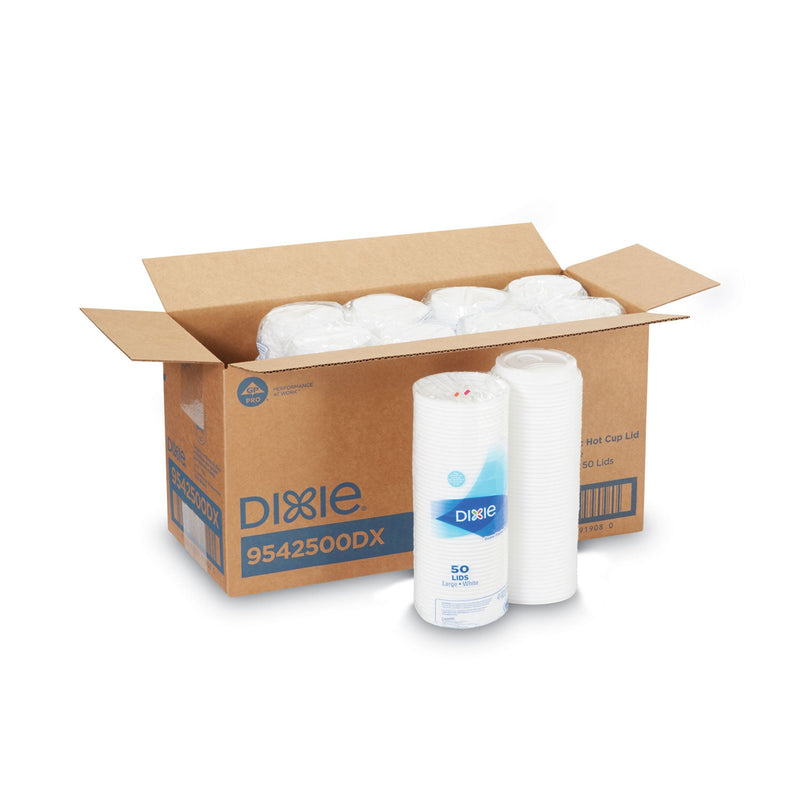 Dixie White Dome Lid Fits 10 oz to 16 oz Perfectouch Cups, 12 oz to 20 oz Hot Cups, WiseSize, 500/Carton