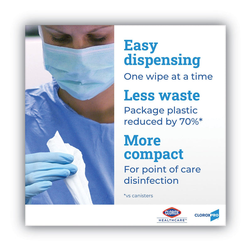 Clorox VersaSure Cleaner Disinfectant Wipes, 1-Ply, 12 x 12, White, 110/Pouch, 2/Carton