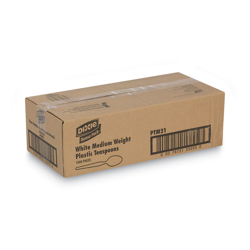 Dixie Plastic Cutlery, Mediumweight Teaspoons, White, 1,000/Carton
