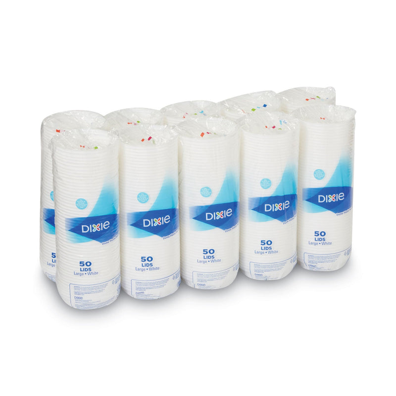 Dixie White Dome Lid Fits 10 oz to 16 oz Perfectouch Cups, 12 oz to 20 oz Hot Cups, WiseSize, 500/Carton