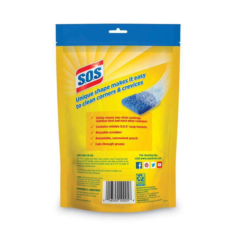 S.O.S. Non-Scratch Soap Scrubbers, Blue, 8/Pack, 6 Packs/Carton