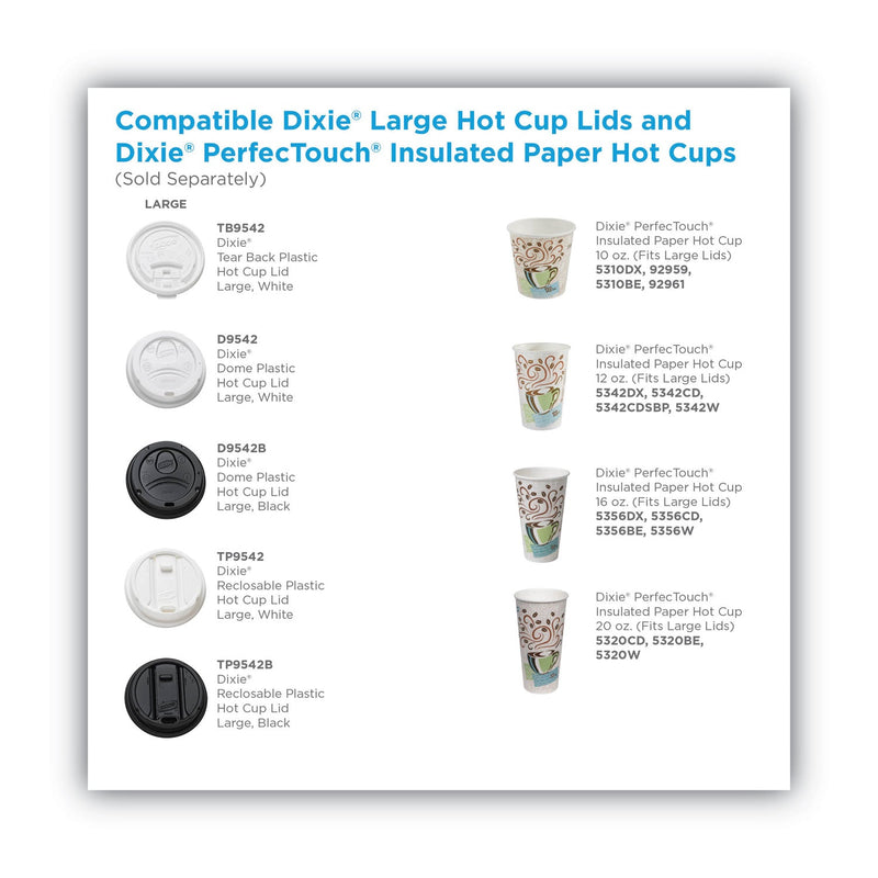 Dixie Dome Drink-Thru Lids, Fits 10 oz to 16 oz Paper Hot Cups, White, 1,000/Carton