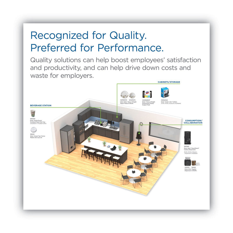 Dixie Dome Drink-Thru Lids, Fits 10 oz to 20 oz Dixie Paper Hot Cups, White, 100/Pack