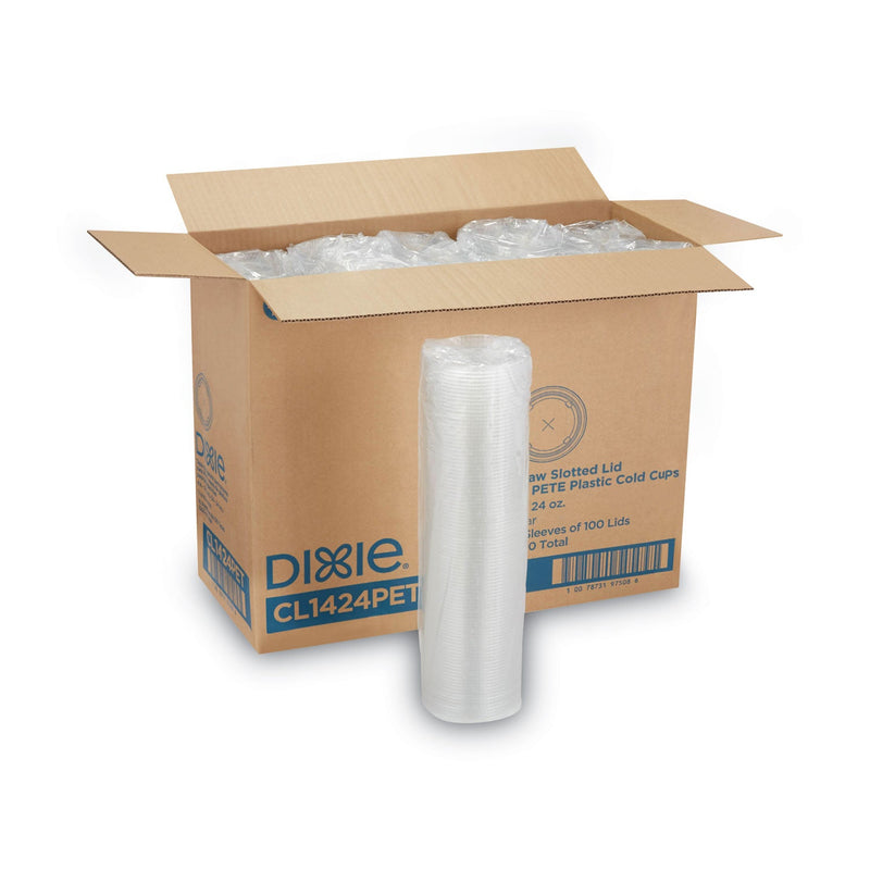 Dixie Cold Drink Cup Lids, Fits 16 oz Plastic Cold Cups, Clear, 100/Sleeve, 10 Sleeves/Carton