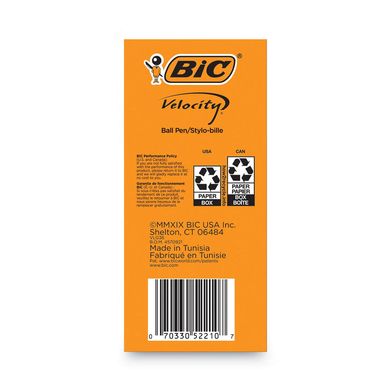 BIC Velocity Easy Glide Ballpoint Pen Value Pack, Retractable, Medium 1 mm, Black Ink, Black Barrel, 36/Pack
