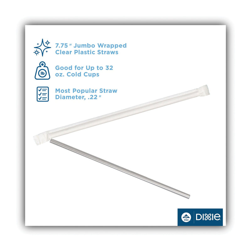 Dixie Jumbo Straws, 7.75", Plastic, Translucent, 500/Box