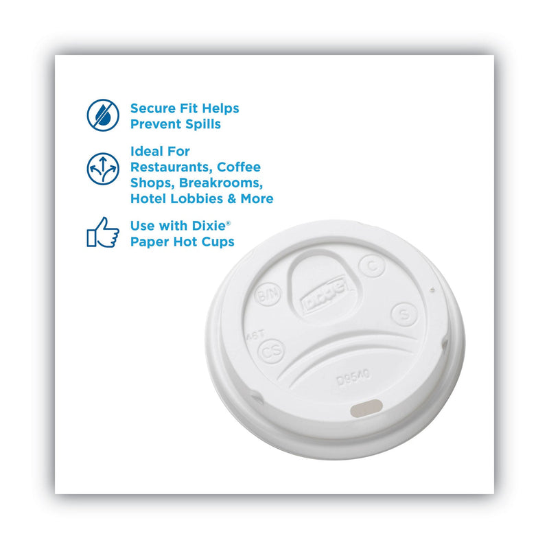 Dixie Sip-Through Dome Hot Drink Lids, Fits 10 oz Cups, White, 100/Pack