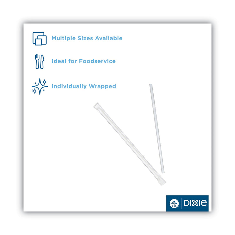 Dixie Wrapped Flex Straws, 7.75", Polypropylene, White, 10,000/Carton