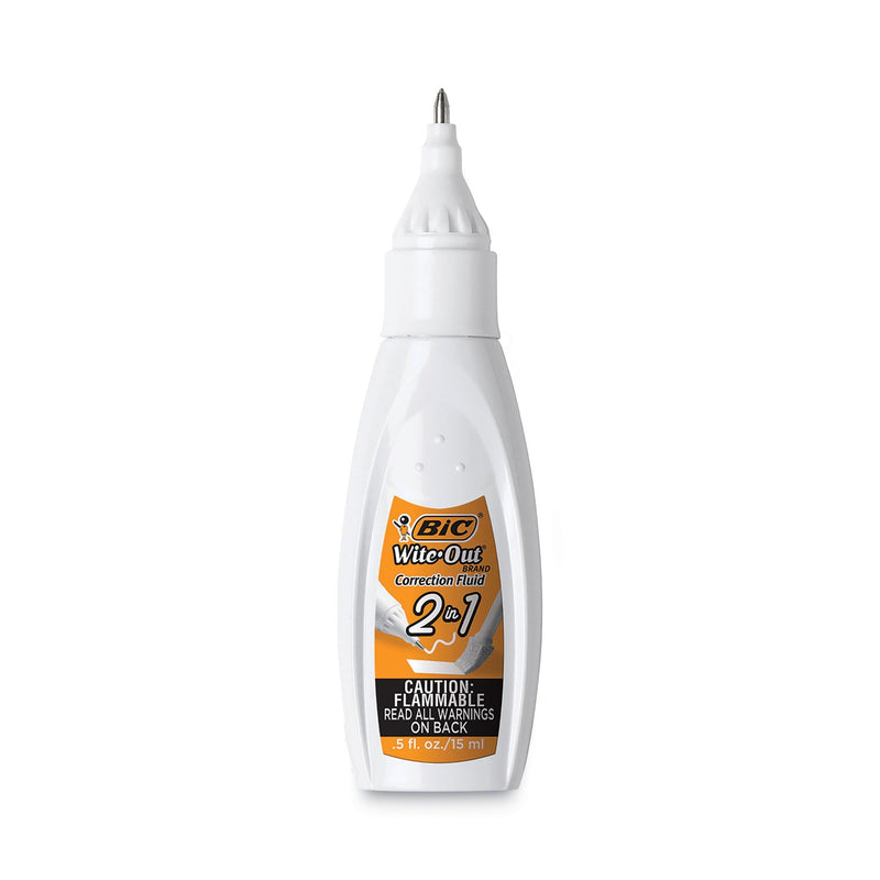 BIC Wite-Out 2-in-1 Correction Fluid, 15 mL Bottle, White