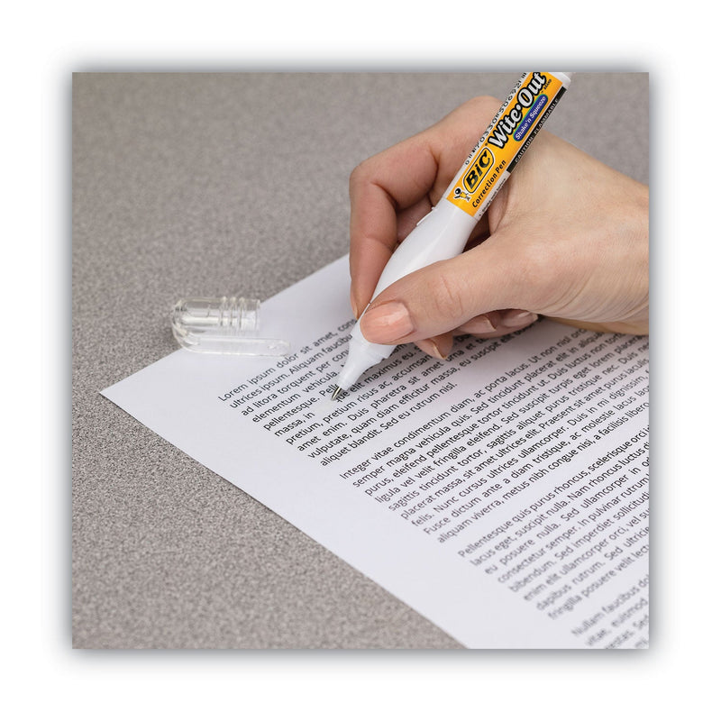 BIC Wite-Out Shake 'n Squeeze Correction Pen, 8 mL, White, 4/Pack