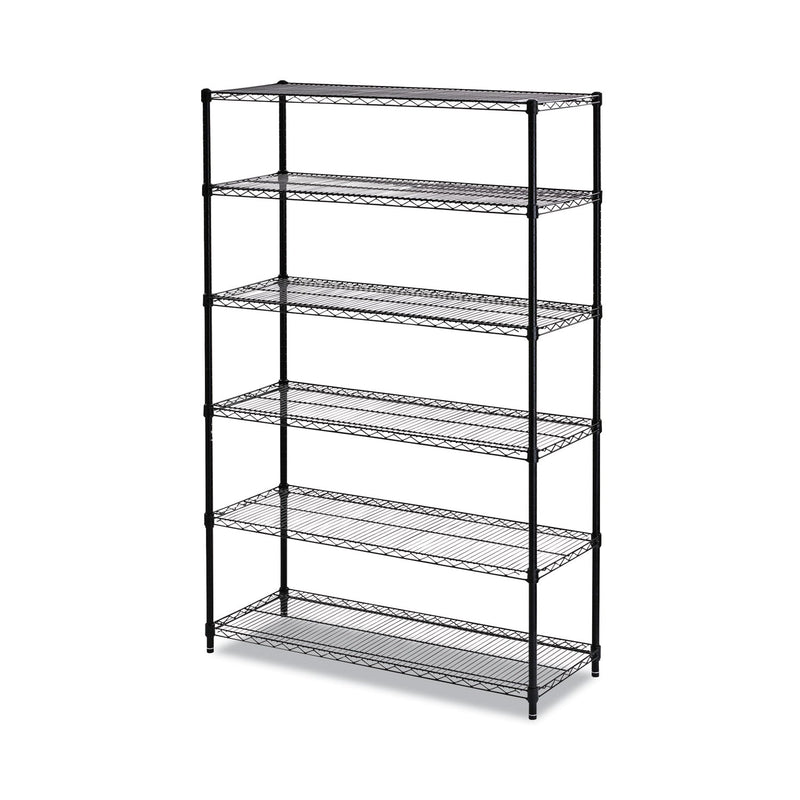 Alera NSF Certified 6-Shelf Wire Shelving Kit, 48w x 18d x 72h, Black