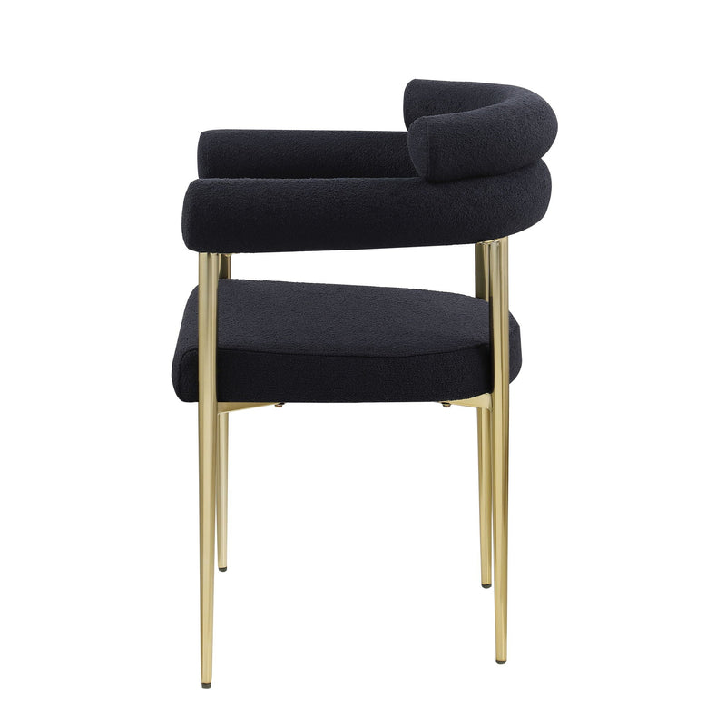 Dining Chairs (Set of 2), Mid-Century Modern Dining Chairs, Kitchen Dining Room Chairs, Round Boucle Backrest Sherpa Dining Chair With Brushed Metal Legs