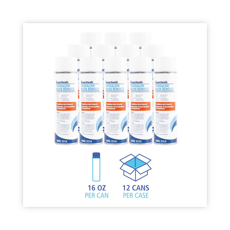 Boardwalk Vandalism Mark Remover, 16 oz Aerosol Spray, 12/Carton