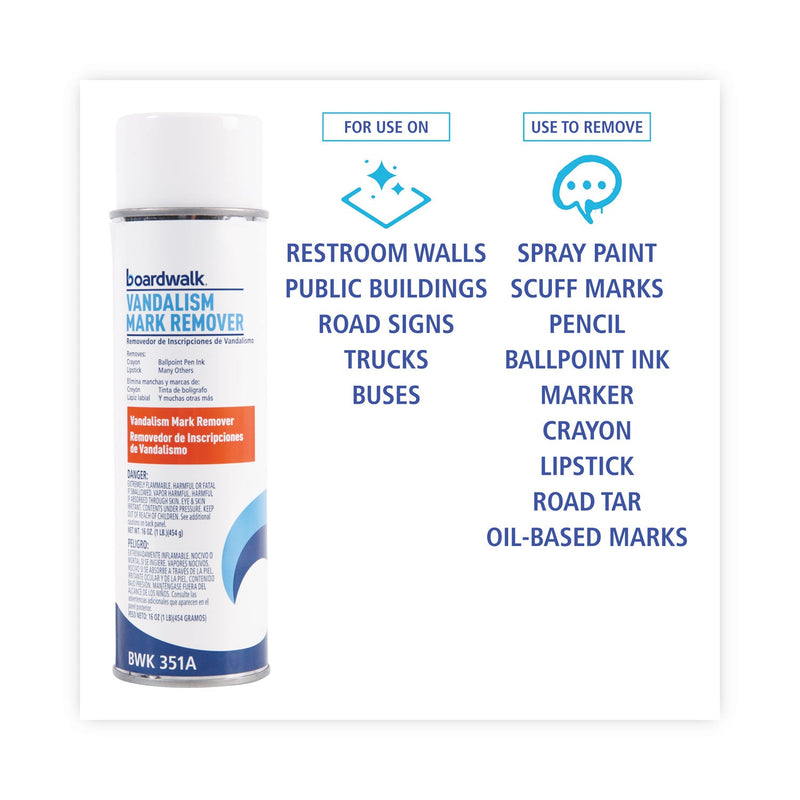 Boardwalk Vandalism Mark Remover, 16 oz Aerosol Spray, 12/Carton