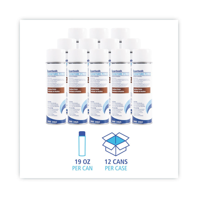 Boardwalk Furniture Polish, Lemon, 19 oz Aerosol Spray, 12/Carton