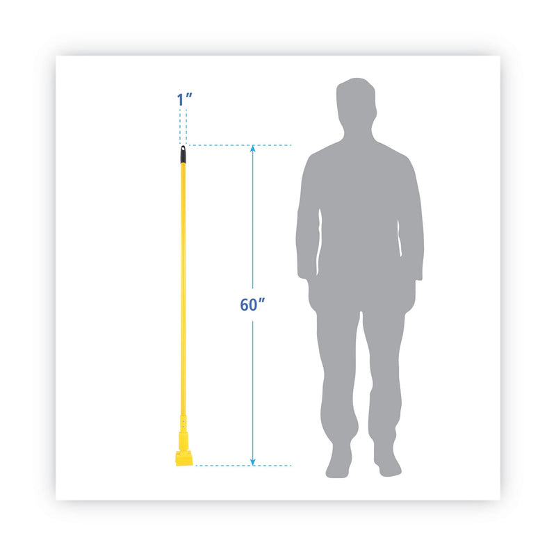 Boardwalk Plastic Jaws Mop Handle for 5 Wide Mop Heads, Aluminum, 1" dia x 60", Yellow