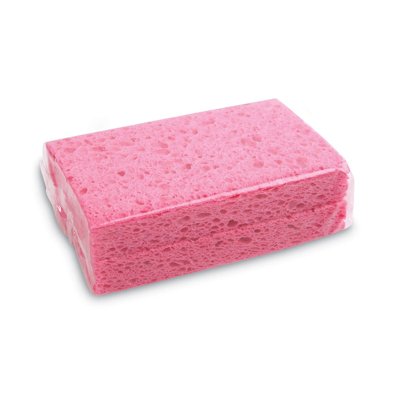 Boardwalk Small Cellulose Sponge, 3.6 x 6.5, 0.9" Thick, Pink, 2/Pack, 24 Packs/Carton