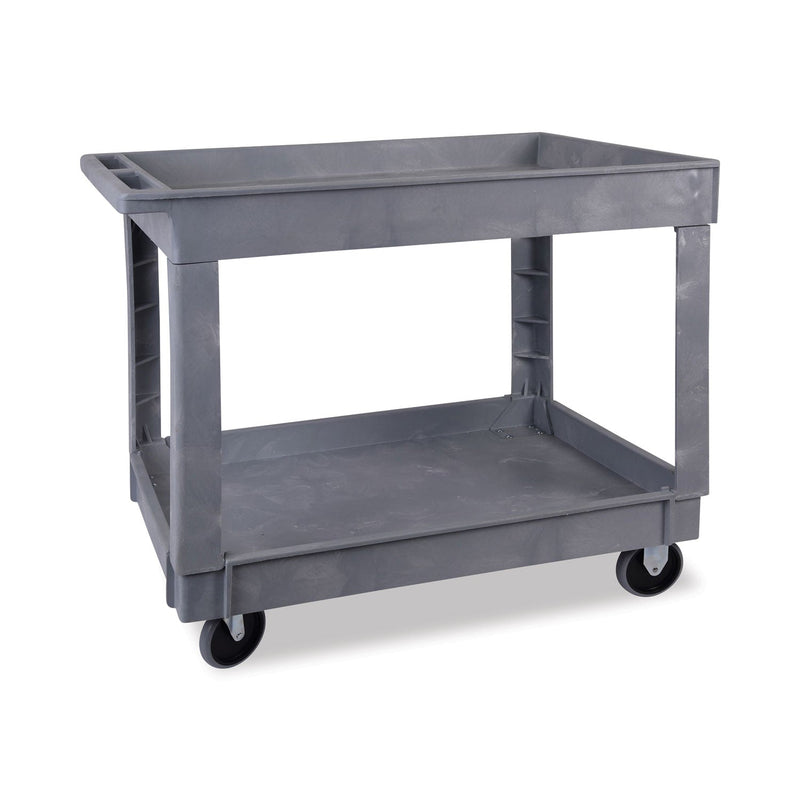 Boardwalk Two-Shelf Utility Cart, Plastic, 2 Shelves, 300 lb Capacity, 24" x 40" x 31.5", Gray