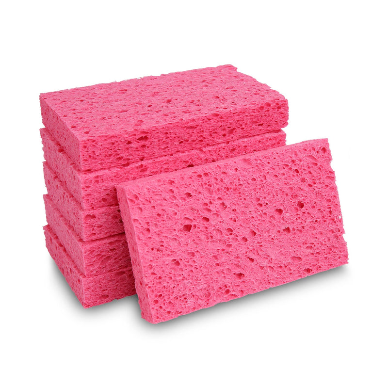 Boardwalk Small Cellulose Sponge, 3.6 x 6.5, 0.9" Thick, Pink, 2/Pack, 24 Packs/Carton