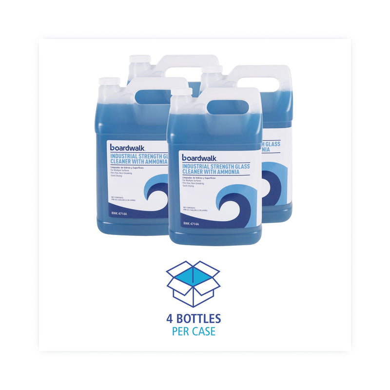 Boardwalk Industrial Strength Glass Cleaner with Ammonia, 1 gal Bottle, 4/Carton