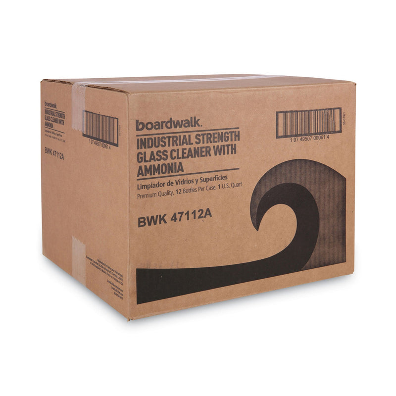 Boardwalk Industrial Strength Glass Cleaner with Ammonia, 32 oz Trigger Spray Bottle, 12/Carton