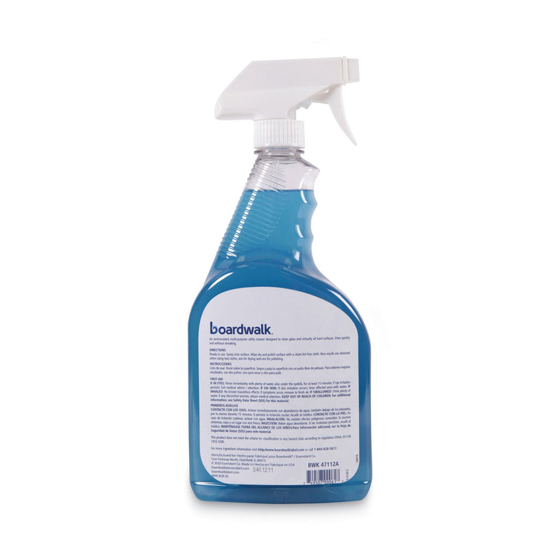 Boardwalk Industrial Strength Glass Cleaner with Ammonia, 32 oz Trigger Spray Bottle