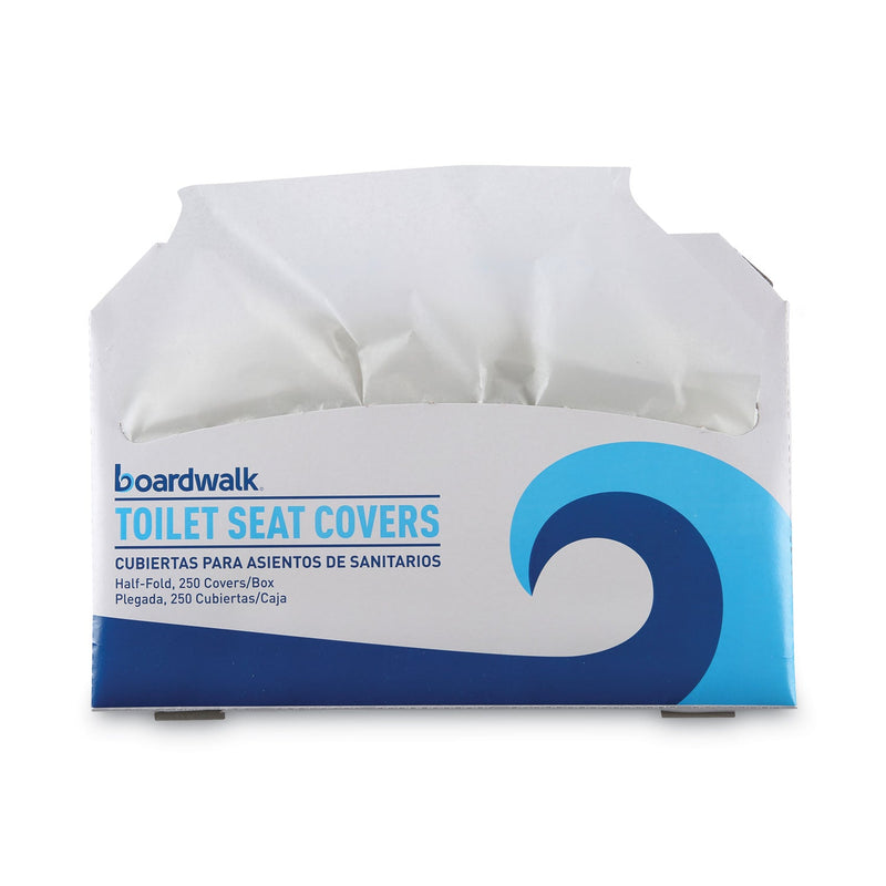 Boardwalk Premium Half-Fold Toilet Seat Covers, 14.25 x 16.5, White, 250 Covers/Sleeve, 20 Sleeves/Carton