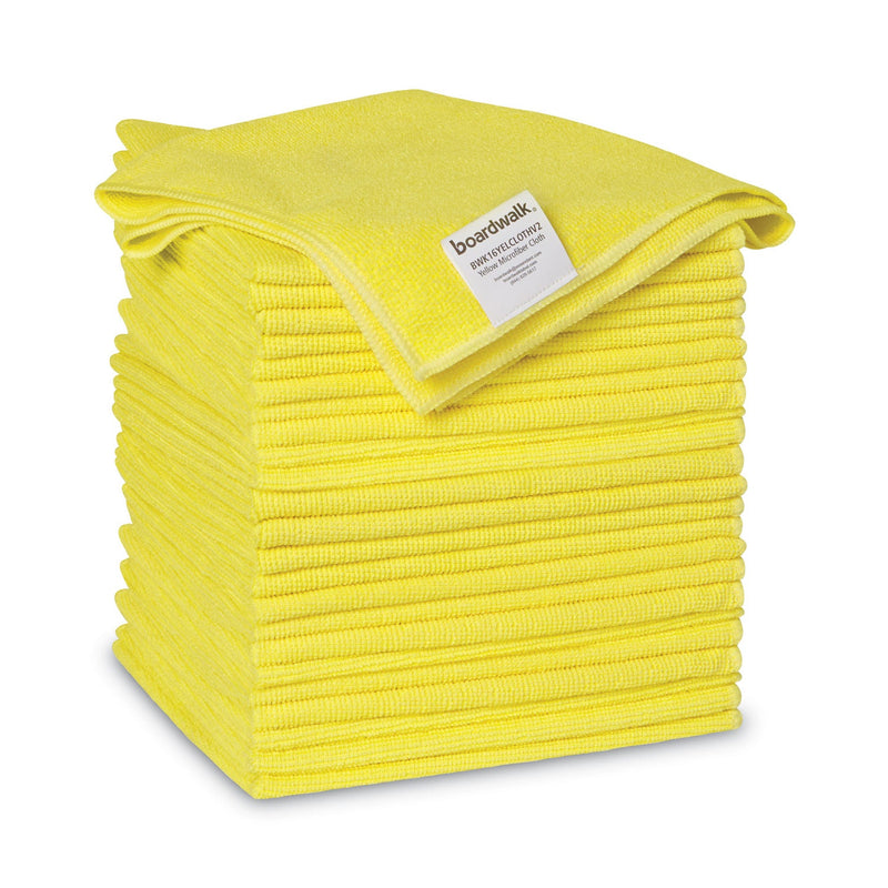 Boardwalk Microfiber Cleaning Cloths, 16 x 16, Yellow, 24/Pack