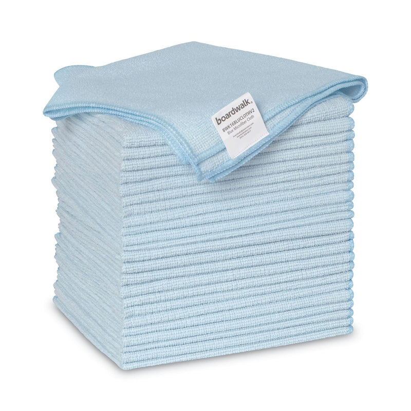 Boardwalk Microfiber Cleaning Cloths, 16 x 16, Blue, 24/Pack