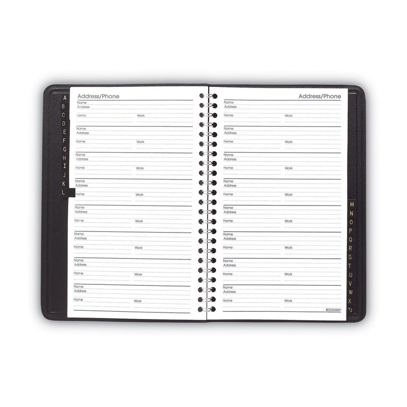 AT-A-GLANCE Telephone/Address Book, 4.78 x 8, Black Simulated Leather, 100 Sheets