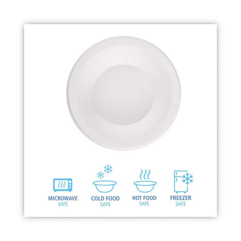 Boardwalk Bagasse Dinnerware, Bowl, 12 oz, White, 1,000/Carton